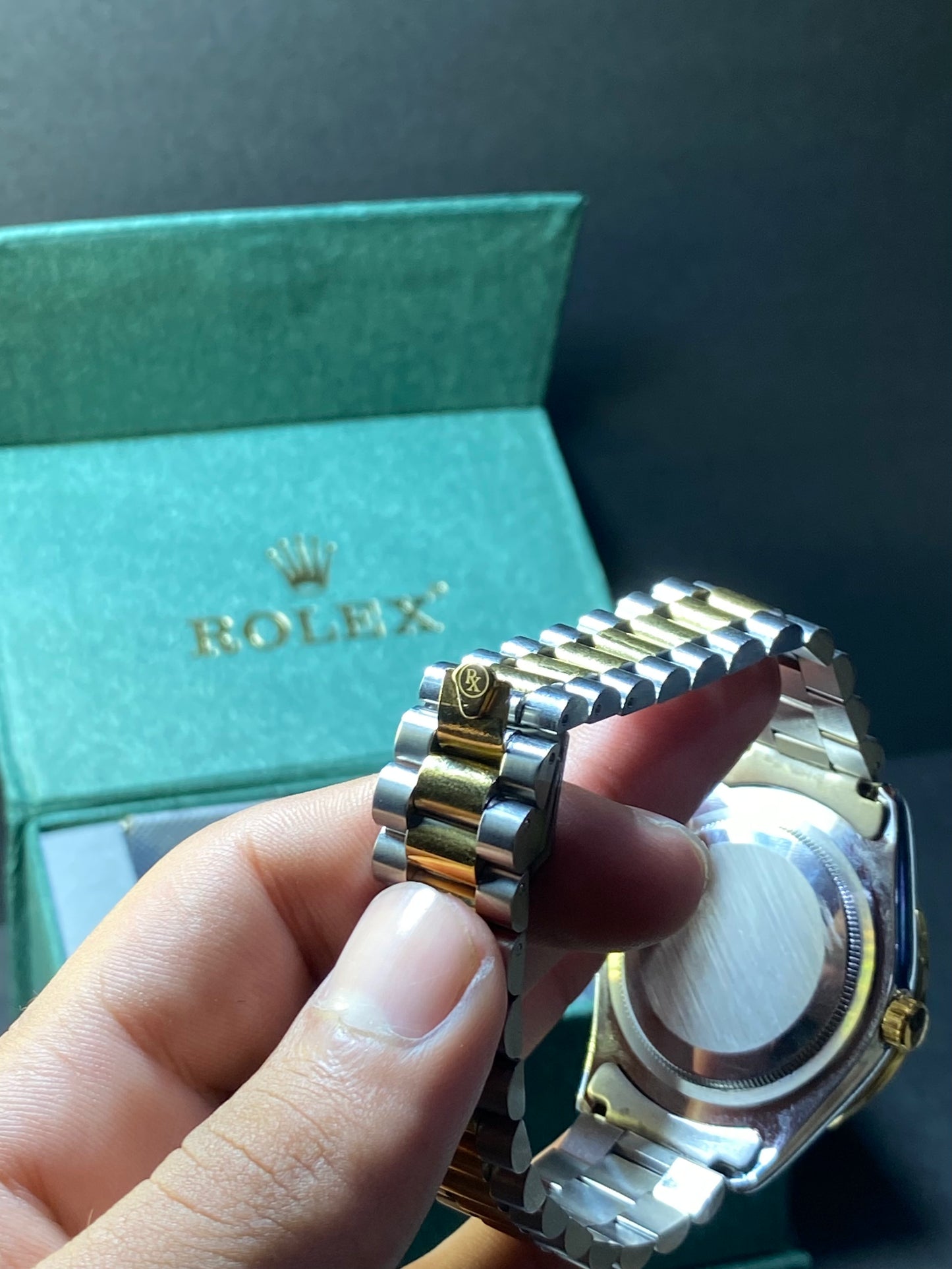 Prestige Classic Two-Tone Automatic Watch – Black Dial with Crystal Hour Markers